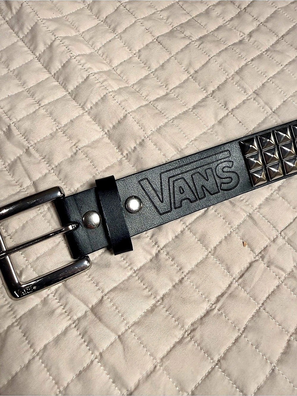 Vans Silver Studded Leather Belt Black medium